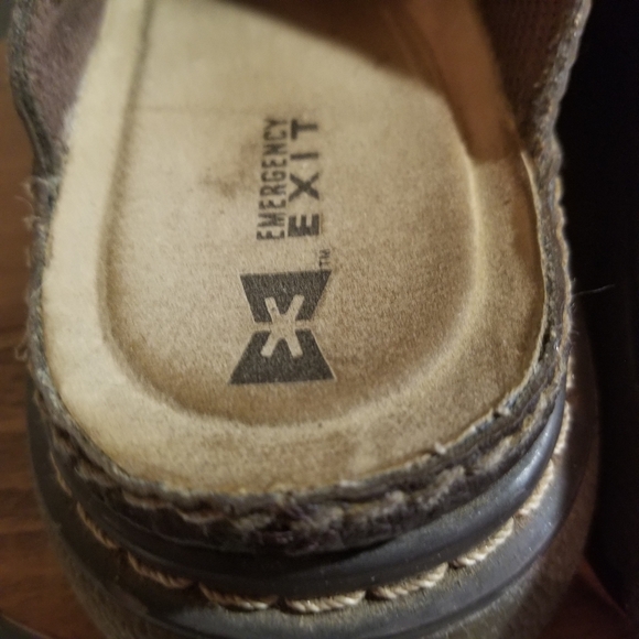 Y2k 90s Emergency Exit Thick Chunky Sole Slip On Sandals Brown Sz 7 buckle - Picture 3 of 14